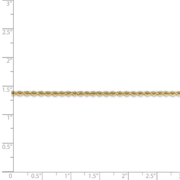 2.25mm, 14k Yellow Gold, Handmade Solid Rope Chain Necklace, 30 Inch - Picture 5 of 8